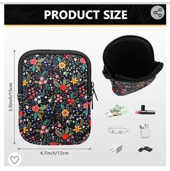 NEW IN BAG Black Floral Zippered Pouch for 20, 30, 40oz Tumblers - Picture 4 of 4